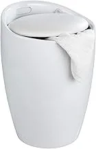 WENKO Candy Bathroom Stool, Plastic (ABS), Household Laundry Collector, Clothes Storage with Comfortable Seat, 36x50.5x36cm, White