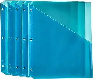 Amazon Basics Binder Organizer Poly Jacket, 3 Hole Punch, Assorted Colors, Pack Of 25