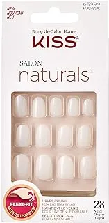 Kiss Salon Natural Nails Ksn05, White, 28 Pieces