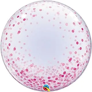 Qualatex Confetti Dots Bubble Foil Balloon, 24-Inch Size, Pink