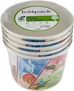 Hotpack Disposable Dessert Bowls ,Paper Ice Cream Cup 500ml, 5 Pieces