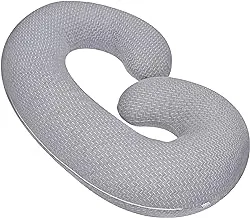 MOON Bamboo Maternity Pillow, C Shaped Full Body Pregnancy | 276x12x50 cm |, Support for Back, Legs, Neck, Hips with Removable Washable Cover -Grey