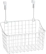 Multifunction Cabinet Storage Basket Over Door Hanging Iron Storage Rack Organizer Holder for Kitchen Bathroom Office (White)