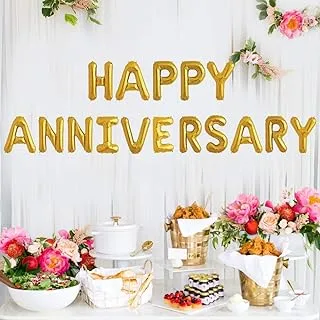 بالون فويل بارتي بروبز Happy Anniversary ، ذهبي اللون (عبوة من 16 حرفًا أبجديًا)