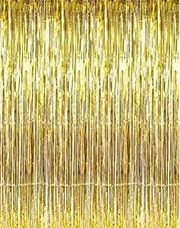 Party Time 2Pcs. Gold Foil Curtain For Birthday Decoration, Anniversary Decorations, Party Supplies, Kids Birthday Decorations Items