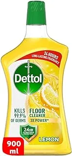 Dettol Antibacterial Power Floor Cleaner (Kills 99.9% of Germs), Fresh Lemon Fragrance, Can be Paired with Vacuum for and Shinier Floors, 900 ml