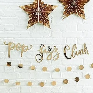 Ginger Ray Gold Metallic Star Pop, Clink, Fizz Bunting