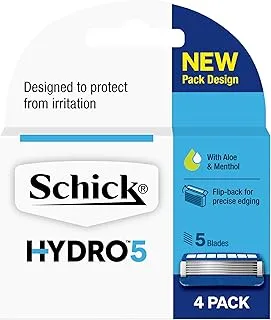 Schick Hydro 5 Blade Razor Cartridge Refill-Instant Lubricating Protection-Hydrating Gel Reservoir-Hydrates After Shave-Less Friction With Skin Guards-Smooth Shave-Comforts Skin-4 Cartridge