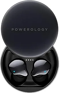 Earbuds True Wireless Buds Gray - Powerology True Wireless Earbuds, Comfort Wear, Quality Sound, Touch Control Headset, Bluetooth 5.0 Fast Charging, 13 Hours Playtime - Black ( PTWSEGY)
