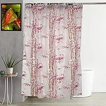 KUBER INDUSTRIES Pvc 7 Feet Shower Curtain With 8 Hooks (Pink)