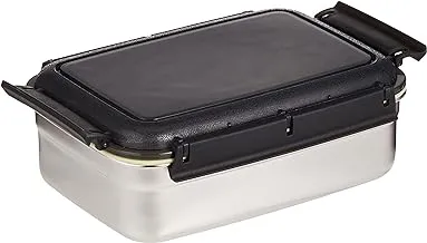 Nessan Stainless Steel Bento Lunch Food Box Container, Large 1250ML Metal Lunch Box Container for Kids Lockable Clips to Leak Proof - BPA-Free - Dishwasher Safe, Black/Silver, TSNO2RE-1250ML