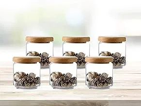 Ocean Pop Jar With Wooden Lid, Set Of 6, Clear, 500 Ml, B0251706, Food Storage Container, Canister, Airtight Pantry Storage, Canning Jar