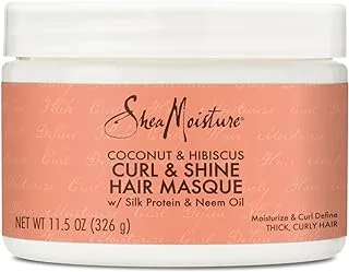 SHEA MOISTURE Coconut and Hibiscus Curl and Shine Hair Masque for Unisex 12 oz, Multi