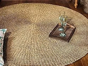 Dubai Garden Centre Rattan Round Carpet, 100 cm Diameter, Light Beige