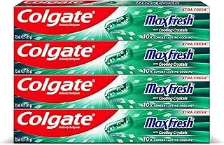 Colgate Toothpaste Max Fresh Clean Mint, Green Gel Toothpaste, With Cooling Crystals, 4x75 ml, 4 pack