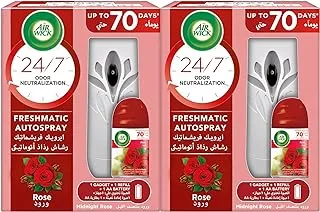 Air Wick Freshmatic Freshner Auto Spray Kit (1 Gadget, 1 Refill and 1 AA Battery), Midnight Rose, 250 ml, Pack of 2