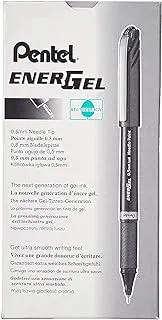 قلم حبر جل Pentel Energel NV ، (0.5 مم) ، غطاء رفيع ، رأس إبرة ، حبر أسود ، صندوق 12 (Bln25-A)