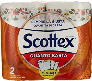 Scottex Quanto Basta Multi Purpose Kitchen Tissue Paper Towel,2 PLY,100 Sheets x2 Rolls