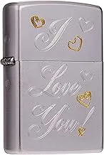 Zippo 205-Ae400432 Regular Satin Chrome I Love You Windproof Lighter