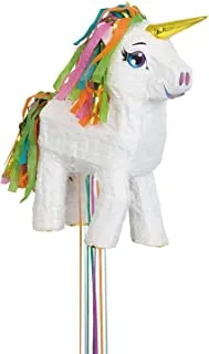 Unique Unicorn 3D Pull Pinata, 18-Inch Length X 5.50-Inch Width X 13-Inch Height, White, Multicolor