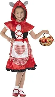 Smiffys Miss Hood Costume, Red with Dress and Hooded Cape with Attached Wolf Ears, Girls Fancy Dress, Child Dress Up Costumes