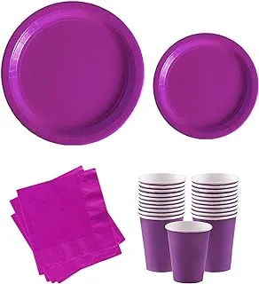 PARTY TIME - Violet Set of 48 Pieces Party Tableware Baby Shower Disposable Dinnerware Plates Napkins Cups Party and Different Events Birthday Supplies