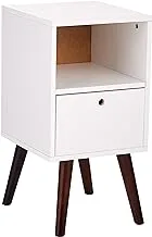 Brv Moveis Side Table With One Shelf And Drawer, White - H 63 cm X W 33 D 35 (Bpp 01-129)