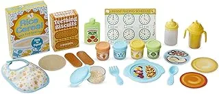 Melissa & Doug Mine to Love Mealtime Play Set for Dolls with Bottle, Pretend Baby Food Jars, Snack Pouch, More 24 pcs, Multi