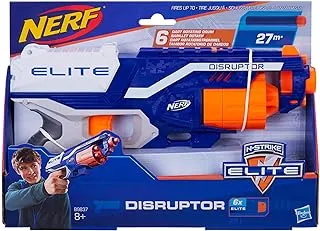 Nerf Disruptor Elite Toy Blaster, 6-Dart Rotating Drum, Includes 6 Official Nerf Elite Darts, Toy for Kids Teens and Adults, Outdoor kids toy, toy for boys & girls, birthday gift toy for kids Ages 8+