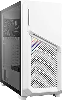 Antec Dark Phantom DP502 Flux White Mid Tower ATX Gaming Case I Cabinet I Tempered Glass Side Panel I 3 x 120 mm, 1 x 120 mm Reverse & 1 x 120 mm Rear Fans Included