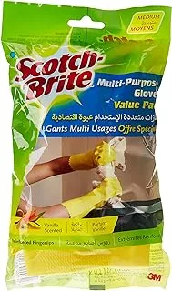 Scotch-Brite All Purpose Gloves Medium Size, 1 pair/pack | Reusable gloves | Protect your hands | Waterproof | Tear-Proof| Excellent Grip| Touch-Sensitive | Comfortable Fit | Gloves Kitchen