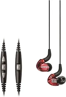Shure SE535 Pro, Professional Sound Isolating Earphones, Triple High-Definition Drivers, Noise Reduction, Over Ear Secure & Comfortable Fit, Red, Wired