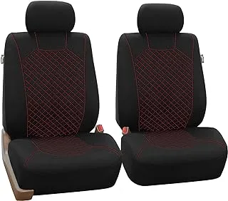 FH Group Car Seat Covers Front Set Red Cloth - Seat Covers for Low Back Seats with Removable Headrest, Universal Fit, Automotive Seat Cover, Airbag Compatible Car Seat Cover for SUV, Sedan, Van