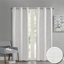 Comfort Spaces Grasscloth Blackout Window Curtain Pair / 2 Pieces Panels Grommet Top Energy Efficient Saving Drapes For Living Room Bedroom And Dorm, 40