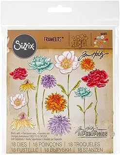 Sizzix Framelits Die Set 661613، Flower Garden & Mini Bouquet By Tim Holtz ، 18 Pack