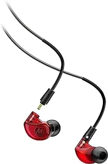 MEE audio M6 Pro In Ear Monitor Headphones For Musicians, 2Nd Gen Model With Upgraded Sound, Memory Wire Earhooks & Replaceable Cables, Noise Isolating Professional Earbuds, 2 Cords Included (Red)