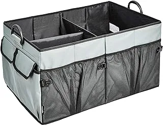 Amazon Basics Foldable Cargo Trunk Organizer with Plastic Handles - Grey