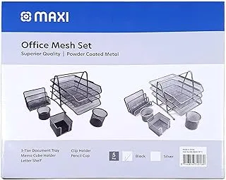 Metal Mesh Executive Desk Organizer 5Pc Set Black