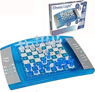 Lexibook ChessLight® ، لعبة شطرنج إلكترونية مع لوحة مفاتيح حساسة للمس وتأثيرات ضوئية وصوتية ، 32 قطعة ، 64 مستوى من الصعوبة ، بطارية ، أزرق / رمادي ، LCG3000