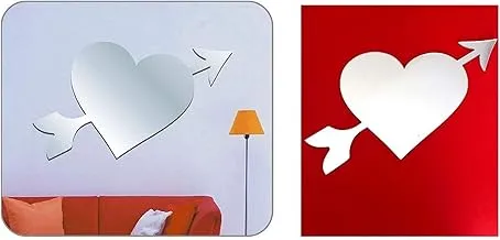 BosphorUS Heart Shaped Mirrored Wall Ornament Sticker, Jm08023