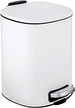 WENKO, Pedal Bin Alassio, Stainless Steel, Soft Close Home Garbage Can, Durable & Strong Construction, 5 Litre Capacity, 24.5x20.5x27cm, White