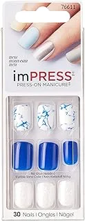 Kiss Broadway Impress, Press - on Manicure, 30 nails, Blue and white