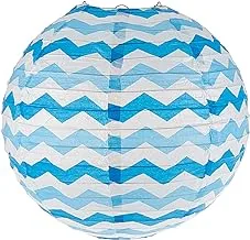 Creative Converting Two Tone Chevron Lanterns, Length 12-Inch Size, True Blue