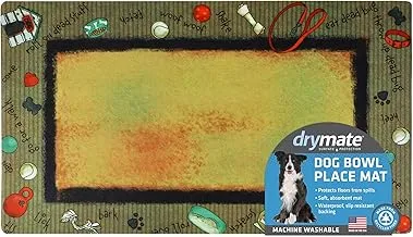 Drymate Bow Wow Border Bowl Place Mat - [Dpm1628Tbwb] Anti Slip Mats For Dog & Cat Bowls