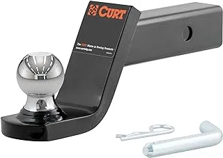 CURT 45154 Fusion Trailer Hitch Mount with 2-Inch Ball & Pin, Fits 2-In Receiver, 7,500 lbs, 4-Inch Drop, Gloss Black Powder Coat