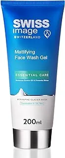 Swiss Image Essential Care Mattifying Face Wash Gel, 200 ml, Deep Cleanse, Purify Skin for Long lasting Mattifying Look, Enriched with Alpine Glacier Water, For Combination to Oily Skin