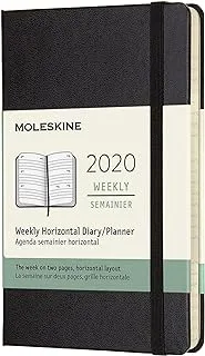 Moleskine 9 × 14 سم أجندة أجندة أسبوعية أسبوعية 2020 مدتها 12 شهرًا بغطاء صلب وإغلاق مرن - أسود