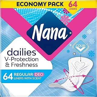 Nana Regular Panty Liners, Thin & Superabsorbent, Economy Pack Of 64 Liners