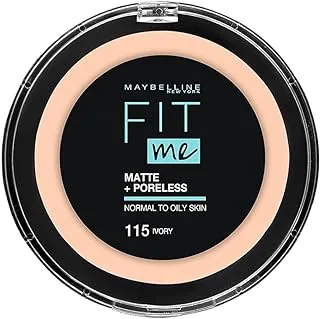 Maybelline New York Powder Foundation, Matte & Poreless, Full Coverage and Blendable, Normal to Oily Skin, Fit Me, 115 Ivory, 54g