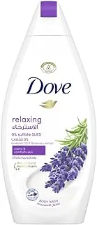 غسول الجسم المريح DOVE بتقنية Renew Blend ، وزيت اللافندر وخلاصة الروزماري ، مع ¼ كريم مرطب ، 500 مل